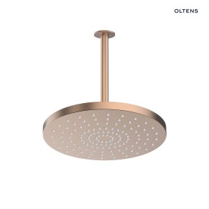 Oltens Alvo Aera deszczownica 30 cm okrągła z ramieniem sufitowym miedź szczotkowana 36096610