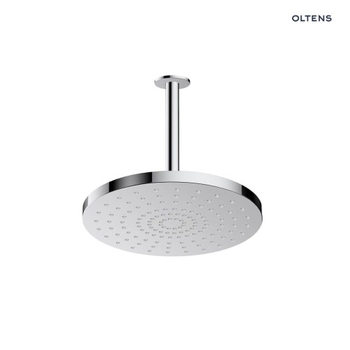 Oltens Pluva Aera deszczownica 25 cm okrągła z ramieniem sufitowym chrom 36097100