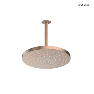 Oltens Pluva Aera deszczownica 25 cm okrągła z ramieniem sufitowym miedź szczotkowana 36097610