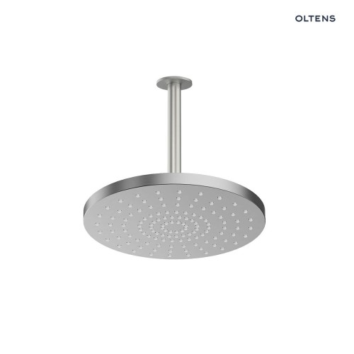 Oltens Pluva Aera deszczownica 25 cm okrągła z ramieniem sufitowym nikiel 36097910