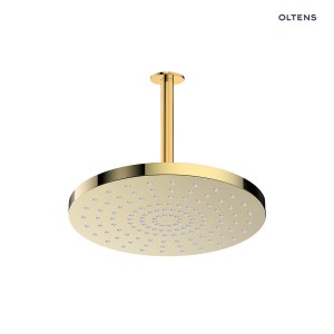 Oltens Alvo Aera deszczownica 30 cm okrągła z ramieniem sufitowym złoty połysk 36098800