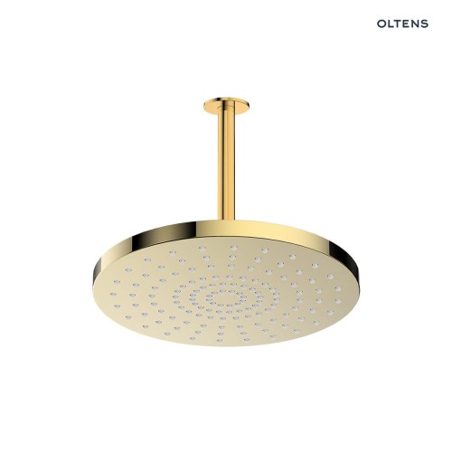 Oltens Alvo Aera deszczownica 30 cm okrągła z ramieniem sufitowym złoty połysk 36098800
