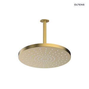 Oltens Alvo Aera deszczownica 30 cm okrągła z ramieniem sufitowym złoto szczotkowane 36098810