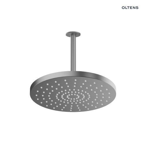 Oltens Alvo Aera deszczownica 30 cm okrągła z ramieniem sufitowym grafit 36098400