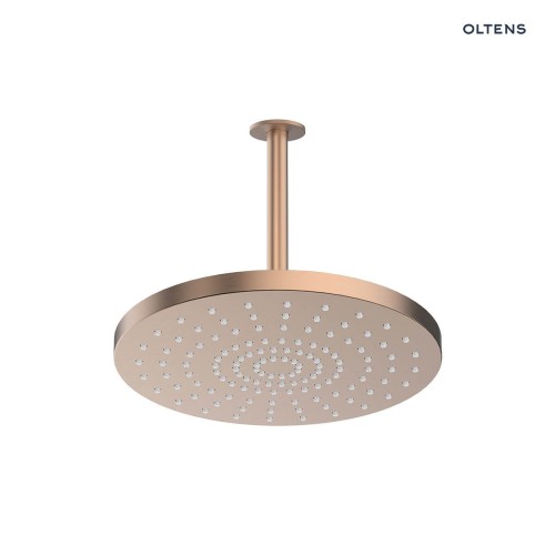 Oltens Alvo Aera deszczownica 30 cm okrągła z ramieniem sufitowym miedź szczotkowana 36098610