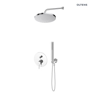 Zestaw Oltens Molle bateria wannowo-prysznicowa podtynkowa z deszczownicą 25 cm Pluva i słuchawką prysznicową Ume chrom 36639100
