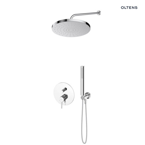 Zestaw Oltens Molle bateria wannowo-prysznicowa podtynkowa z deszczownicą 30 cm Alvo i słuchawką prysznicową Ume chrom 6640100