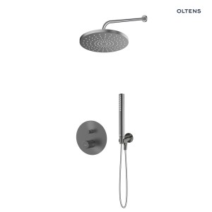 Zestaw Oltens Hamnes bateria podtynkowa z deszczownicą 25 cm Pluva i słuchawką prysznicową Ume grafit 36643400