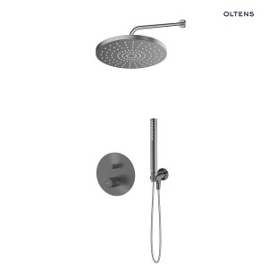 Zestaw Oltens Hamnes bateria podtynkowa z deszczownicą 30 cm Alvo i słuchawką prysznicową Ume grafit 36644400