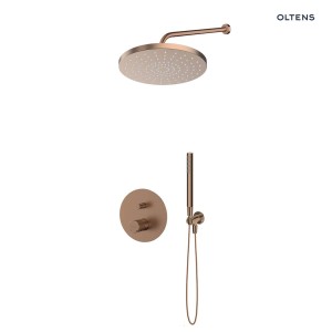 Zestaw Oltens Hamnes bateria podtynkowa z deszczownicą 30 cm Alvo i słuchawką prysznicową Ume miedź szczotkowana 36644610