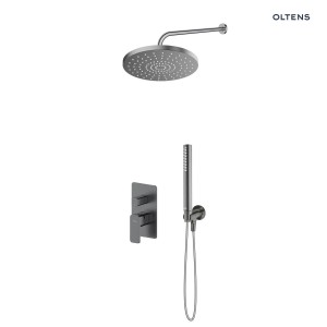 Zestaw Oltens Hadsel bateria podtynkowa z deszczownicą 25 cm Pluva i słuchawką prysznicową Ume grafit 36645400