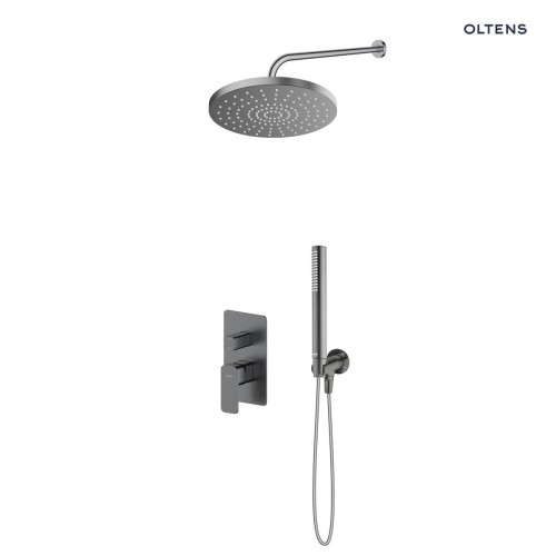 Zestaw Oltens Hadsel bateria podtynkowa z deszczownicą 25 cm Pluva i słuchawką prysznicową Ume grafit 36645400