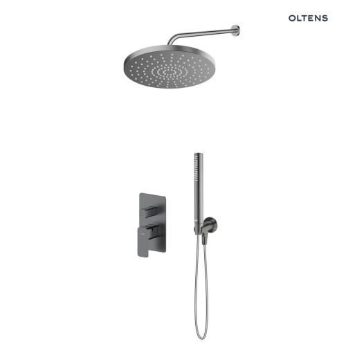 Zestaw Oltens Hadsel bateria podtynkowa z deszczownicą 30 cm Alvo i słuchawką prysznicową Ume grafit 36646400
