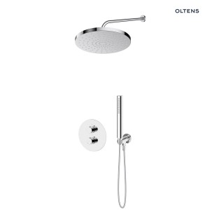 Zestaw Oltens Katla bateria podtynkowa termostatyczna z deszczownicą 30 cm Alvo i słuchawką prysznicową Ume chrom 36648100
