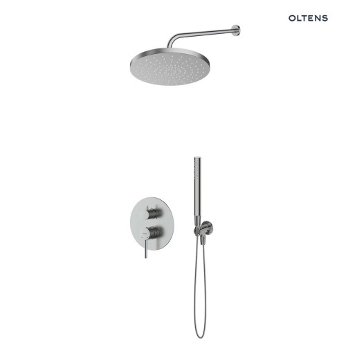 Zestaw Oltens Molle bateria podtynkowa z deszczownicą 25 cm Pluva i słuchawką prysznicową Ume nikiel 36654910