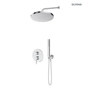 Zestaw Oltens Molle bateria podtynkowa z deszczownicą 30 cm Alvo i słuchawką prysznicową Ume chrom 36650100