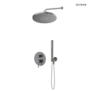 Zestaw Oltens Molle bateria podtynkowa z deszczownicą 30 cm Alvo i słuchawką prysznicową Ume grafit 36650400