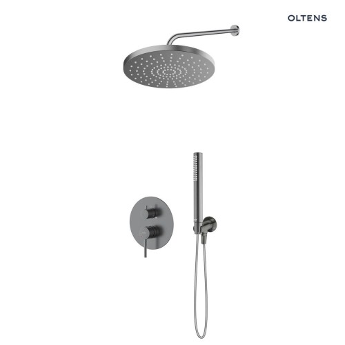 Zestaw Oltens Molle bateria podtynkowa z deszczownicą 30 cm Alvo i słuchawką prysznicową Ume grafit 36650400