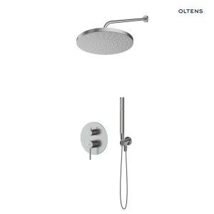 Zestaw Oltens Molle bateria podtynkowa z deszczownicą 30 cm Alvo i słuchawką prysznicową Ume nikiel 36650910