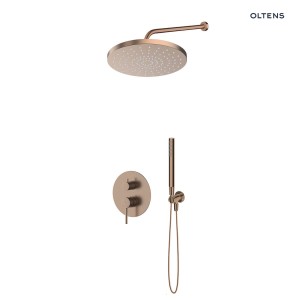 Zestaw Oltens Molle bateria podtynkowa z deszczownicą 30 cm Alvo i słuchawką prysznicową Ume miedź szczotkowana 36650610